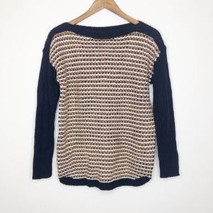 Talbots Boat Neck Navy/Camel Sweater